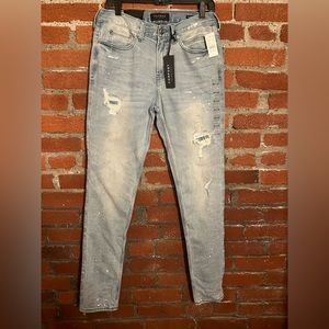 NEW Ripped Paint Splatter Stretch Skinny Jeans